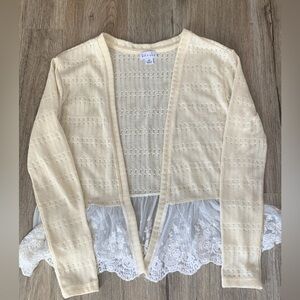 Kit + Sky Cream And Lace Long Sleeved Cardigan Size Medium